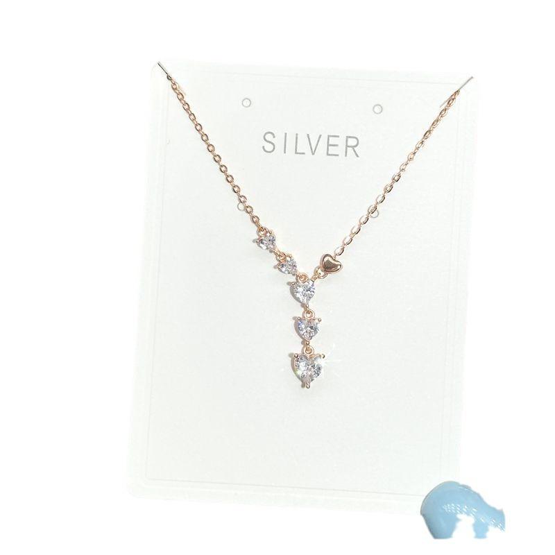 

Ожерелье из стерлингового серебра 925 пробы с камнями, женская подвеска «Любовь», цепочка на ключицу