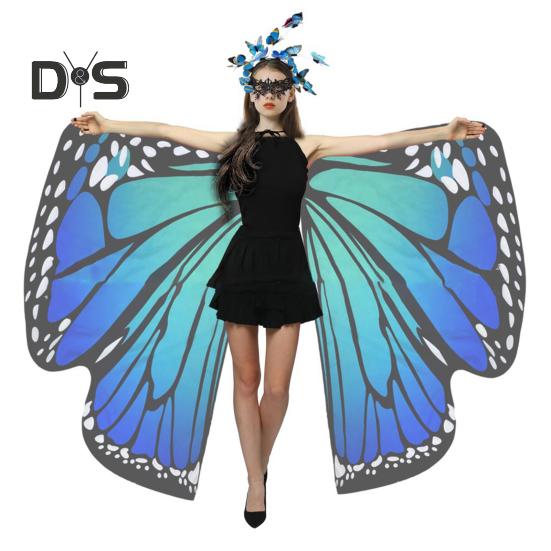 3Pcs/Set Butterfly Costume Women Wings Set Adult Girls Fancy Dress Cape Headband Lace Eyes Cover Carnival Party Accessories