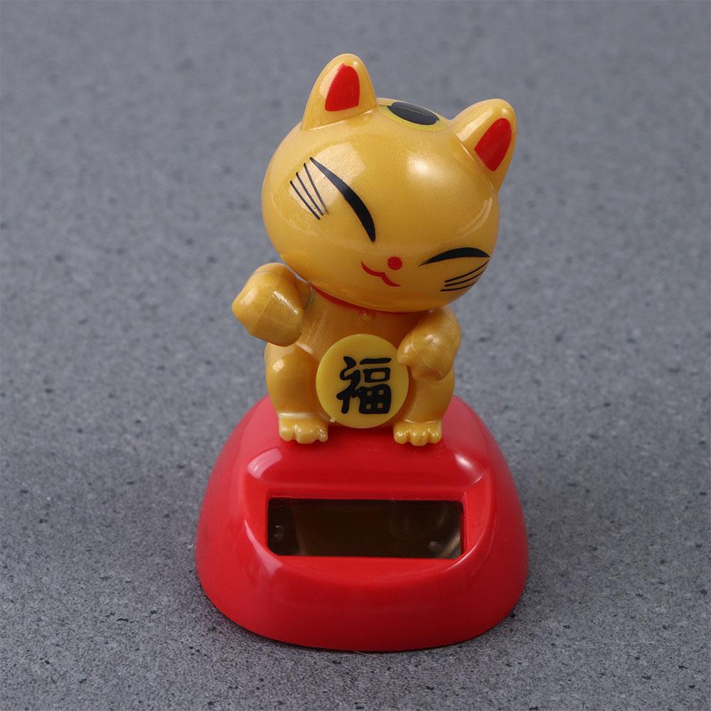 Figurine Statue Lucky Cat Model Toys Shaking Head Swing Doll Dancing Lucky Cat Figure Solar Toys