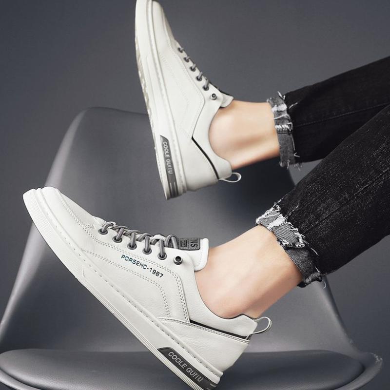 2023 New Men's Fashion Casual Leather Shoes Non-slip Wear-resistant Sports Shoes Comfortable Flat Slip-on Casual Shoes Shoes Men