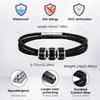 Vnox Custom 3-Layer Leather Bracelet for Men, Stainless Steel Tube Wristband, Personalized Engraved Gifts for Dad Boys Husband