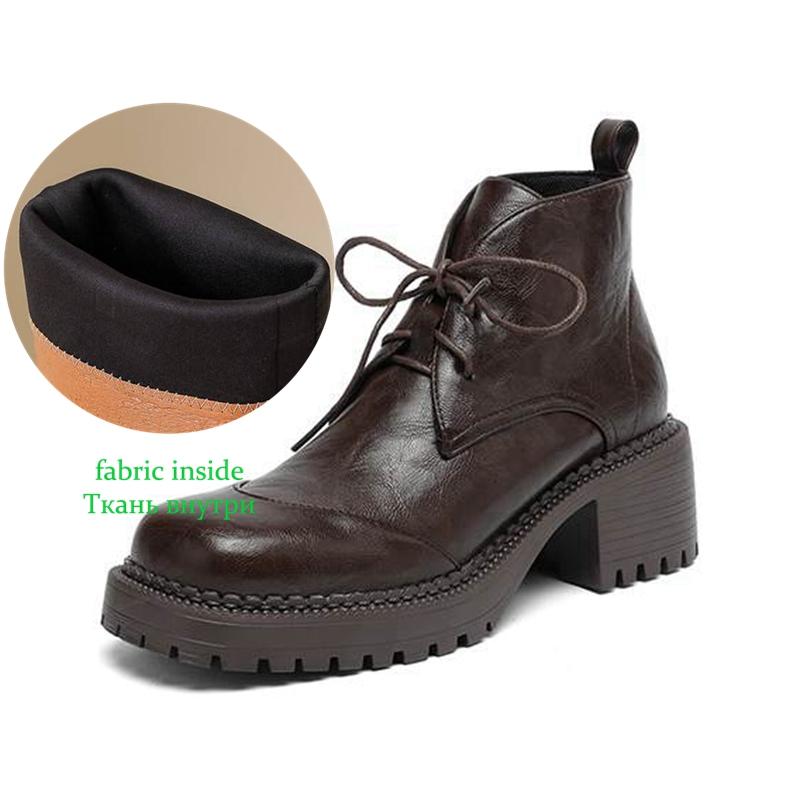 Krazing Pot Microfiber Winter Round Toe Modern Platform Size 33 Boots Size 43 Thick Bottom Women Lace Up Ankle Boots 34 6420₽