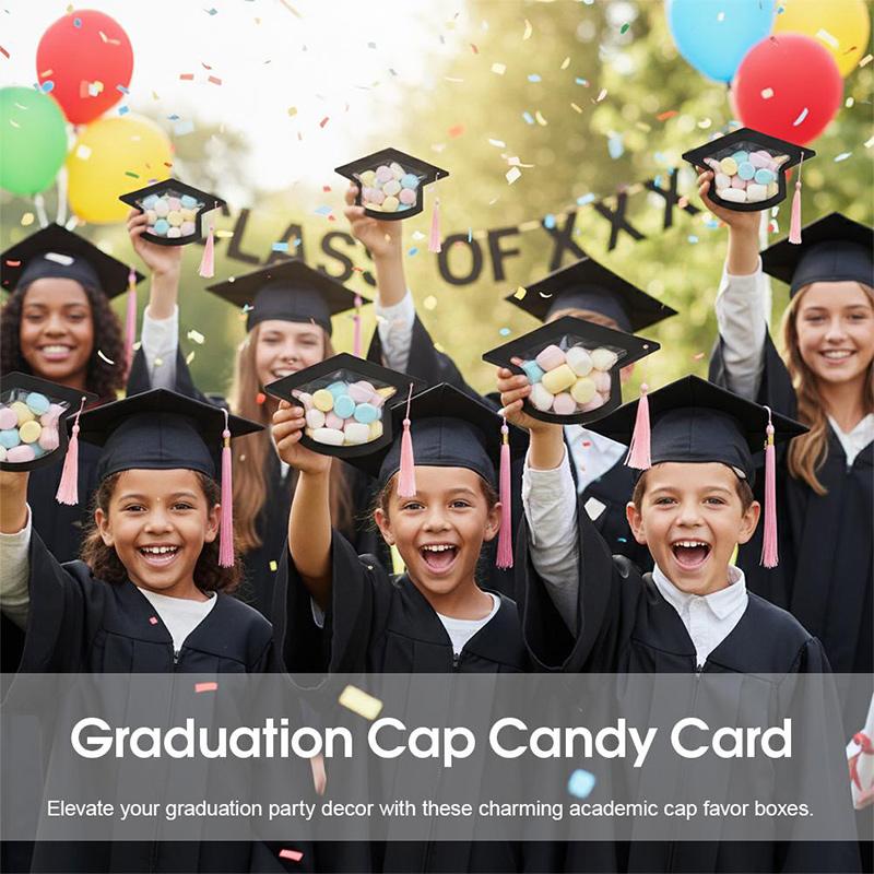 Transparent Graduation Hat Candy Present Box Creative Candy Storage Decoration Graduation Souvenir Party Desktop Decoration Gifts