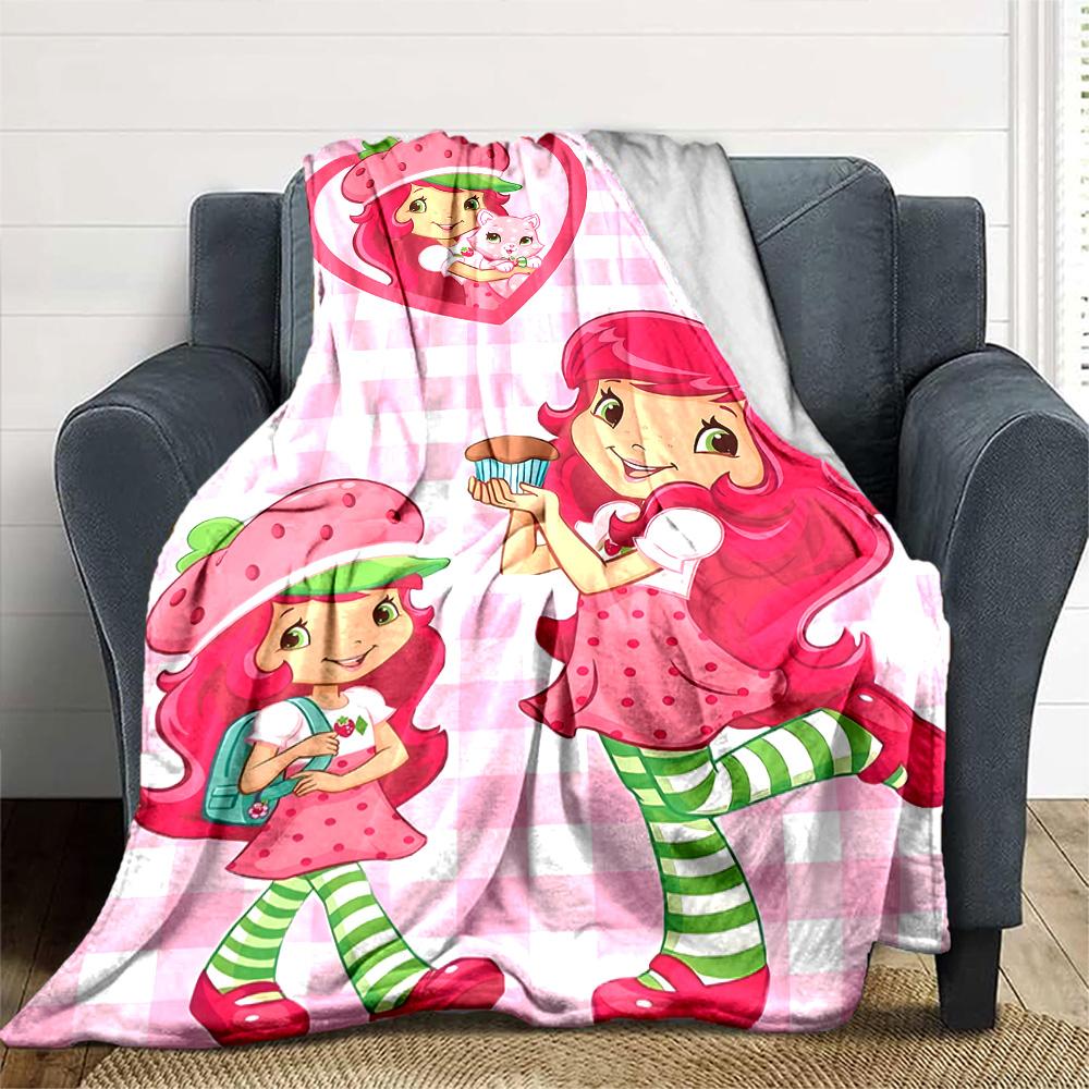 1pc Princess Strawberry10 Blanket, Gift, for Men and Women, Soft Blanket, Good for Sofa Bed Couch Travel, Lightweight Flannel Blanket