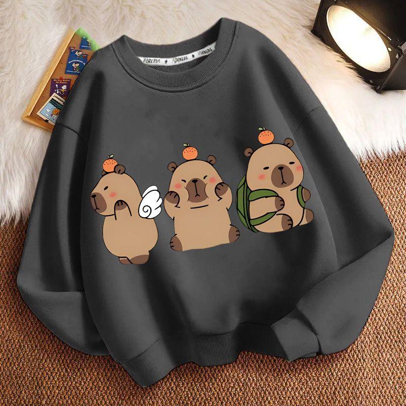 Children's Fashion Capibara Hoodies for Autumn and Winter, Loose Long-sleeved Hoodies for Boys and Girls