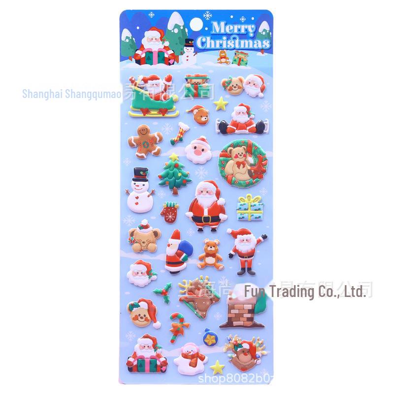 Nové 3D vánoční pěnové samolepky: Dětské kreslené návrhy s Santa Clausem, sněhovou vločkou a losem
