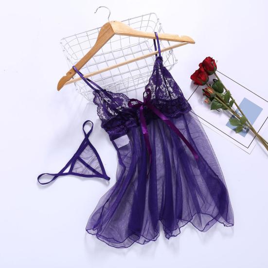Pcs/Set Women Nightdress Backless Sleeveless Sexy Mesh Lady Nighty for Bedroom