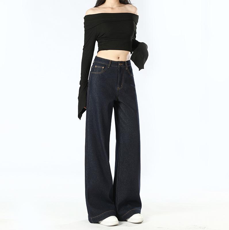 High-Waisted Slimming Denim Wide-Leg Jeans for Women - Autumn/Winter 2025