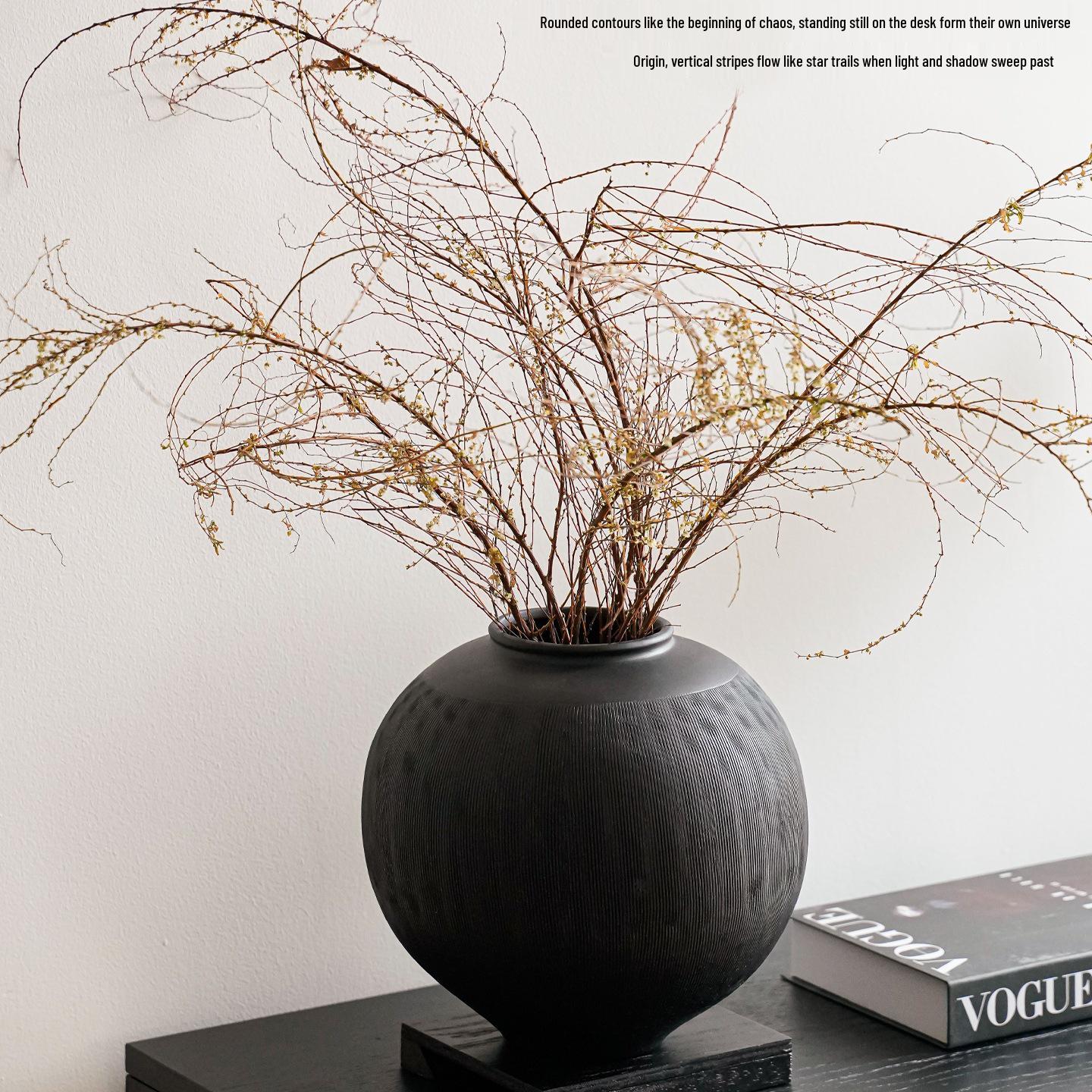 Wabi-Sabi Style Ceramic Vase - Handmade Rough Pottery Zen Ornament