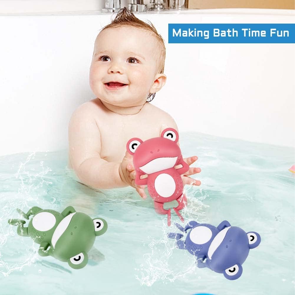 Frosch Badespielzeug, 3er Pack Frosch Wasserspielzeug Aufzieh-Schwimmbadespielzeug Badespielzeug Schwimmfrosch Uhrwerkspielzeug Aufzieh-Badespielzeug für Kleinkinder