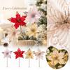 Artificial Christmas Flowers Champagne Gold and Tree Decorations with Korean Sequins