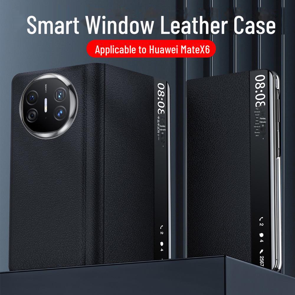 

Чехол-кронштейн Smart Window для Huawei Mate X6 из натуральной кожи Nappa с точечным узором MateX3