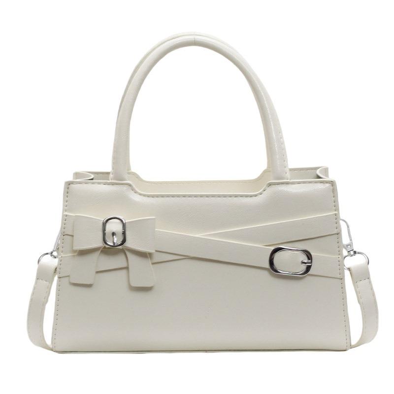 Textured Bow Handbag Bag Women's Spring and Summer New Women's Shoulder Messenger Bag Contrasting Color Small Square Bag