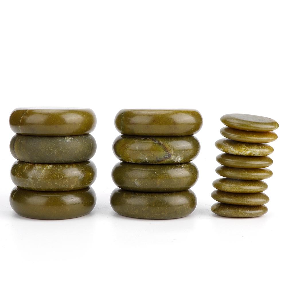 16pcs/set Hot Spa Massage Stone Set Heated Green Jade Body Massage Rock Kit