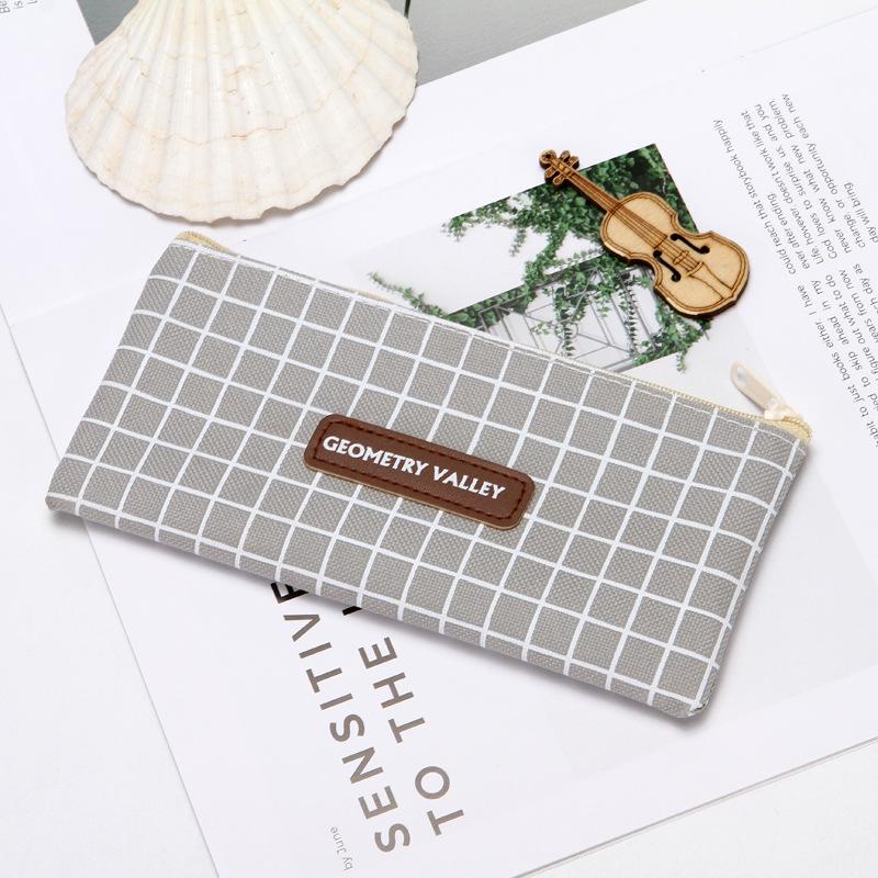 Creative Minimalist Korean-Style Canvas Pencil Case for Girls - Large Capacity Stationery Bag