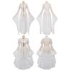 Elegant Victorian Lace Gown with Bell Sleeves and Irregular Hem for Women