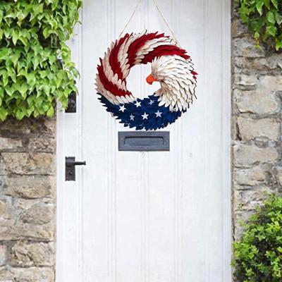 4. Juli Hängendes Türschild Kranz Dekoration Blau Weiß und Rote Farbe USA Adler Muster für