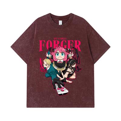 275 GSM Washed T-shirts 100% Cotton Spy Family V1 Forger Print Unisex Heavy Cotton T Shirt