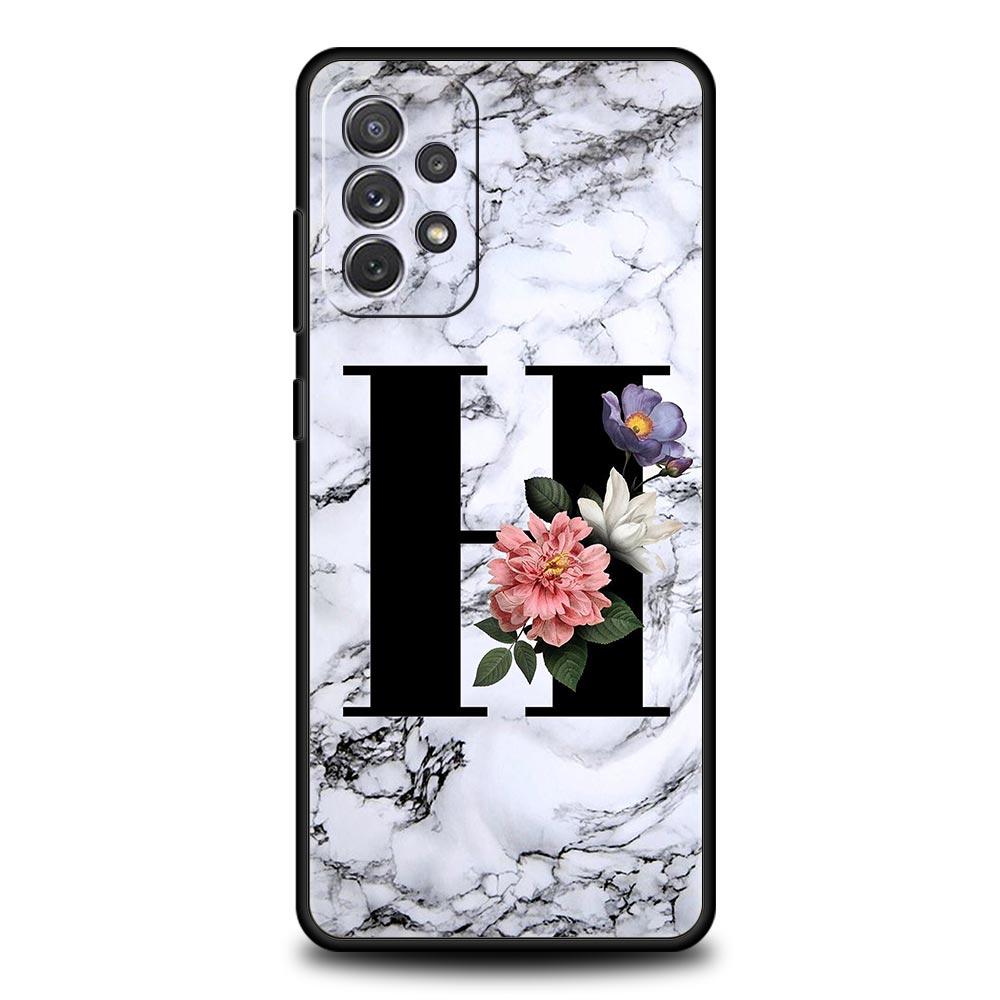 Letters Flower English Marble Phone Case For Samsung A17 A07 A55 A35 A25 A15 A05 A33 A31 A23 A21s A13 A41 A73 A53 A51 A71 Cover