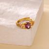 Purple Crystal Oval Zircon Open Rings For Women Men Stainless Steel Gold Color Ring 2025 Wedding Couple Luxury Jewelry