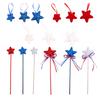 Glitter Star Picks Foam Sparkly Sticks Patriotic Star Picks Memorial Day Star Hanging Ornaments Independence Day Decoration