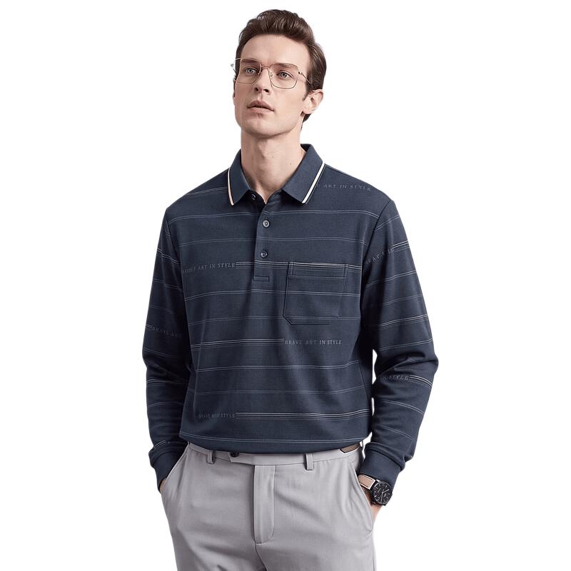 SHANSHAN Men's Autumn Wool-Blend Long-Sleeve Polo Shirt