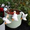 3 Pcs Cute Climbing Duck Garden Statue Funny Resin White Goose