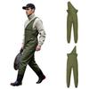 Men One Shoulder Fishing Jumpsuit Water Resistant Sleeveless Elastic Side Waist Legs Overalls with Hook Loop Fastener and Zip Pockets