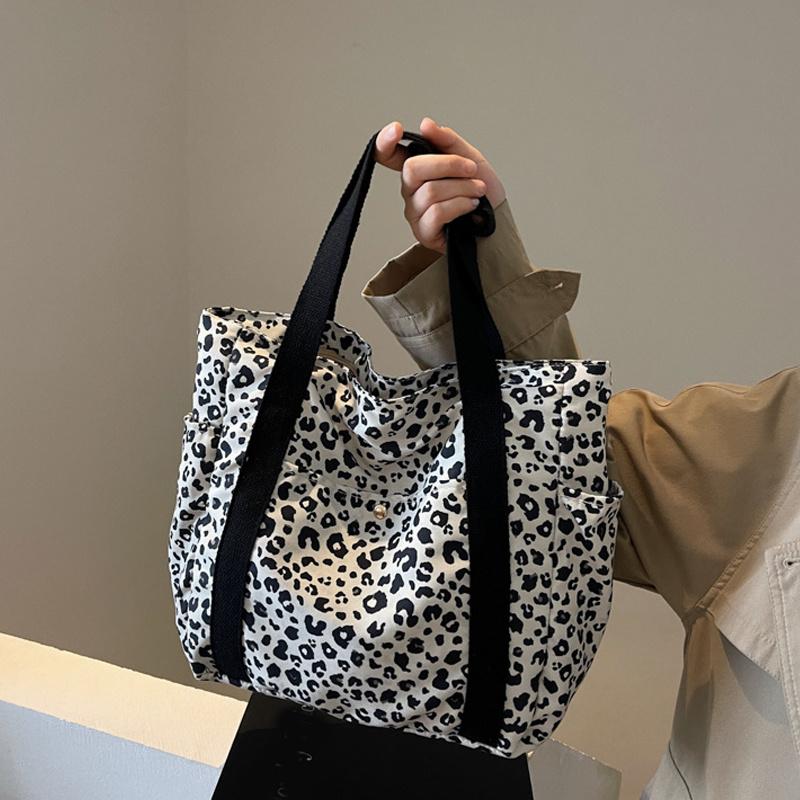 Canvas Large Capacity Shopping Totes Winter New Luxury Handbags Oversized Leopard Prints Shoulder Bags for Women Deformable CLE