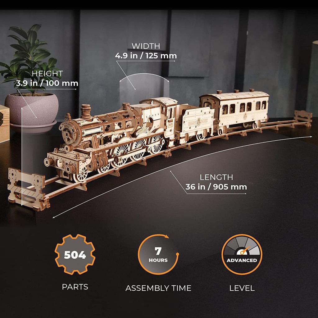 Ugears Harry Potter Hogwarts Express Wooden Puzzle, Craft Model, No Glue or Tools Required, Adults