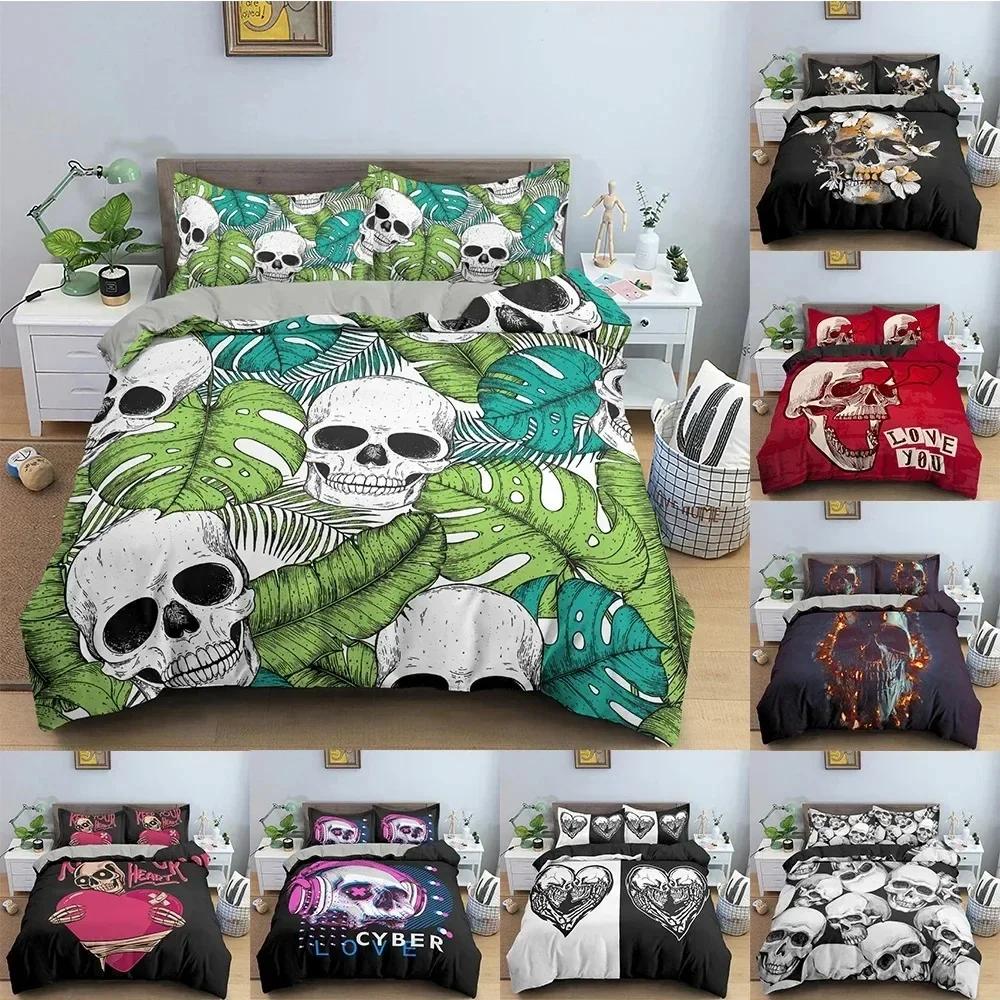 Skull Pattern Bedding Set For Bedroom Soft Cozy Duvet Cover Set Luxury Single Twin King Size Quilt Covers Home Textile