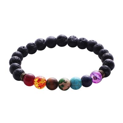 Elastisches Natur-Lava-Perlenarmband Schmuck Perlenarmreif Geschenk
