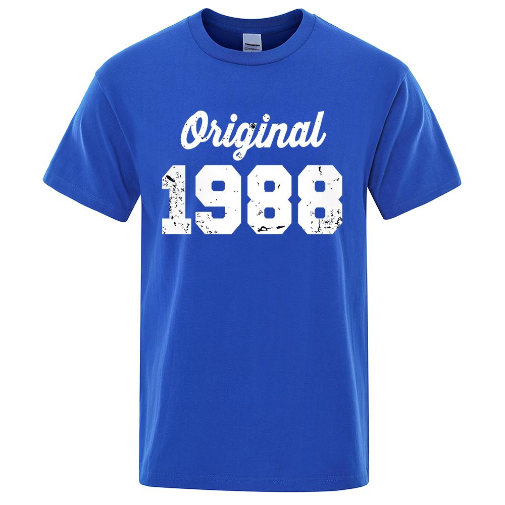 Original 1988 White Letter Print Male Tshirts Breathable Clothes High Quality Tee Clothes Hip Hop O-Neck Cotton Tshirt Couple