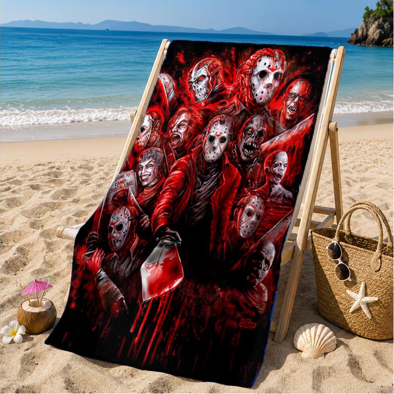 Horror Movie Characters Beach Towel, Microfiber Beach Towel, Perfect For Pool, Beach, Travel, Home Decor Beach Party Fan gifts