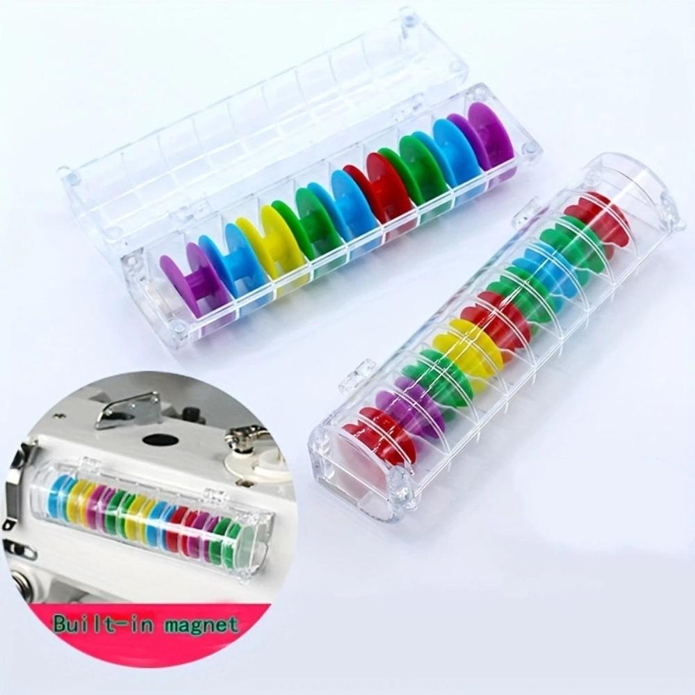 Transparent Magnetic Bobbin Storage Box Plastic Clear Bobbin Case  Home Sewing