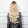 BLONDE UNICORN Lange synthetische Ombre-Braun-Blond-Perücke, gewellte Perücken mit Pony, Cosplay-Perücken für Frauen, Party-Einsatz, hitzebeständige Faser