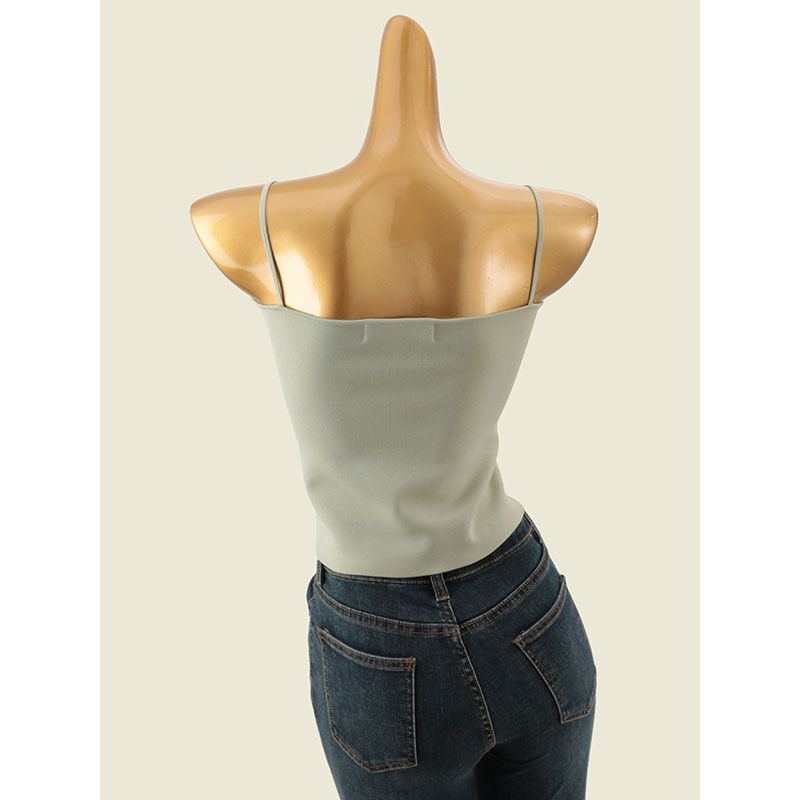 Normcore off-Shoulder Collar Spaghetti Strap Short Camisole Summer Inner Wear Can Be Outwear Knitting Slim Fit Bottoming Top