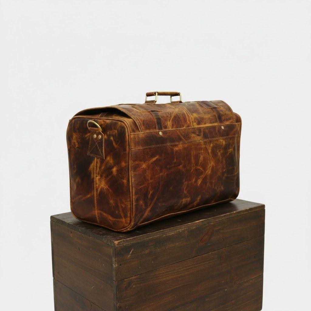 Leather Duffel Travel Gym Overnight Weekend Leather Bag Sports Cabin