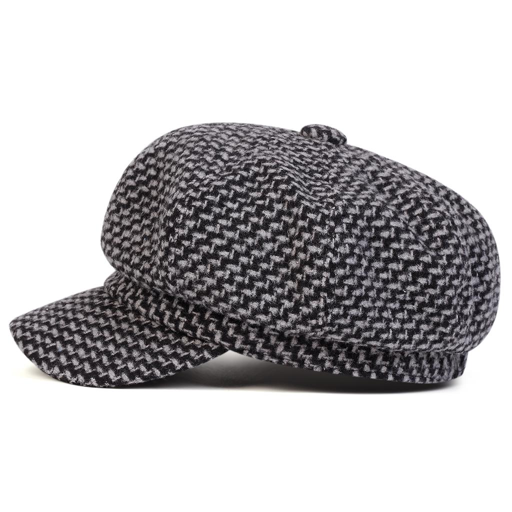 Fashion Plaid Octagonal Hat Outdoor Leisure Warm Hats Ladies' Street Beret Cap Newsboy Caps