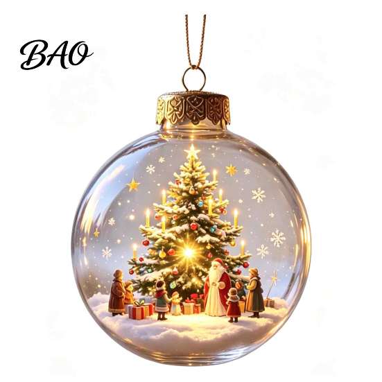 Decorative Ornaments for Home Glowing Christmas Story Ornament, Light-Up 3D Hanging Ball with Warm LED, Mini Indoor Outdoor Festive Decor Holiday