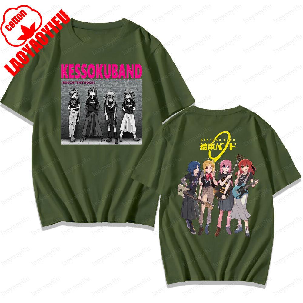 BOCCHI THE ROCK Band Printed Tshirt Rock and Roll Lover Men Women Casual Crewneck Tshirt Summer Daily Life Cotton Tee Tops