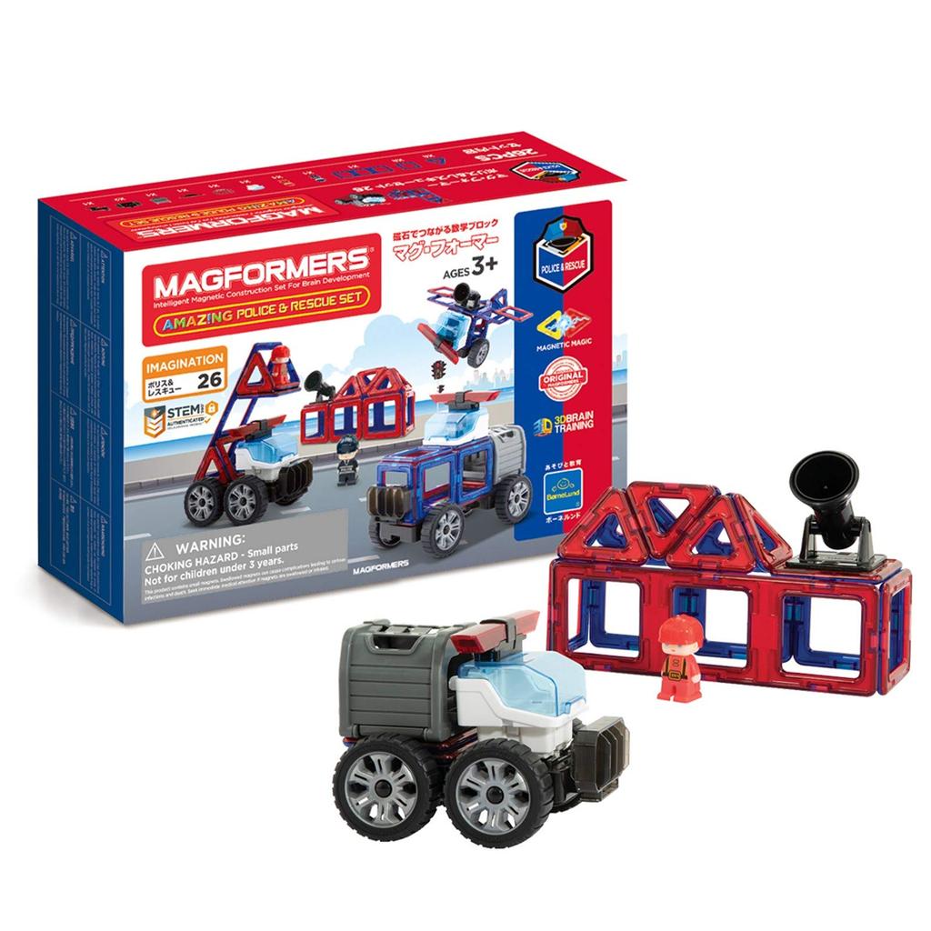 Bornelund Magformers Police & Rescue Set [26 Pieces] Ages 3 and Up (MF717001)
