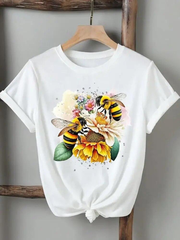 Women Lady Tshirts Printed Fashion Casual Tee Flower Wing Butterfly 90s Short Sleeve Graphic T Top Clothing Printing T-Shirt Unisex