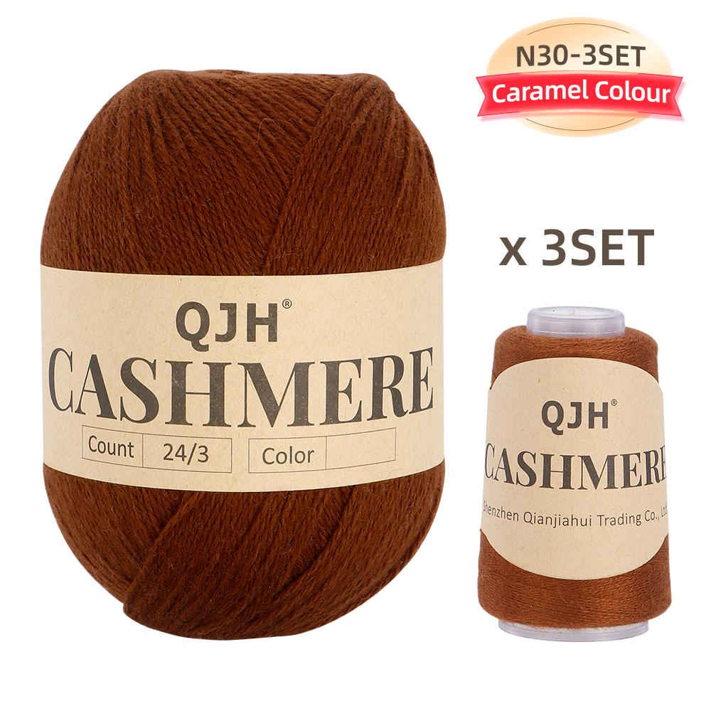 Premium Cashmere Yarn Bundle - Soft, 3 Big & 3 Small Luxurious Knitting & Crochet Yarn Thread for Sweaters, Scarves, Hats, Shawl
