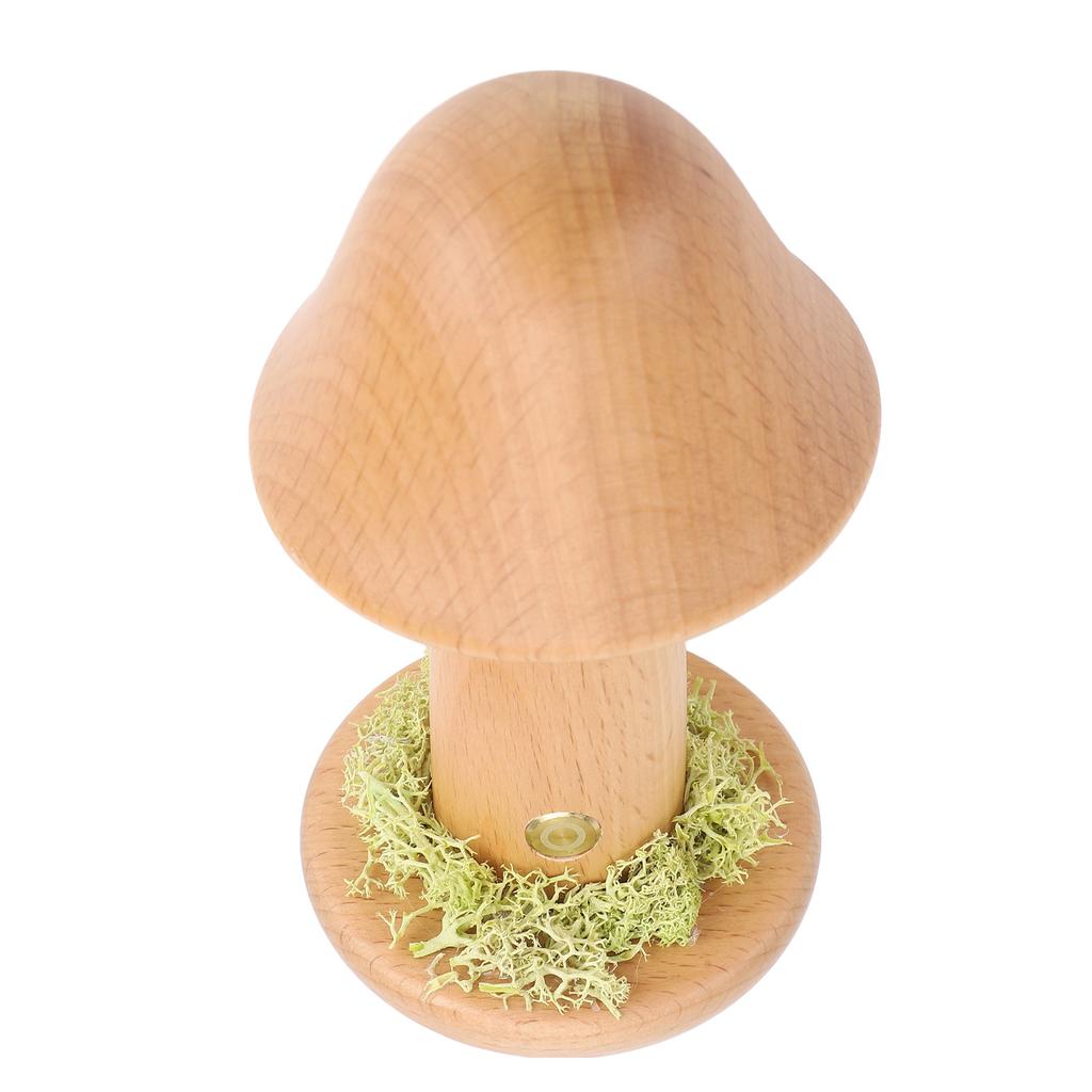 Mushroom Lamp Rechargeable Stepless Dimmable 3 Color Temperature Cordless Solid Wood 150 Degrees  Rotatable