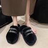 Fashion Women's Fashion Baotou Slippers Winter New Round Head Deep Mouth Rivet Thick Sole Anti-slip Wear-resistant Woolen Shoes