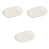 Set of 3 White Waraji Oval Plates X X Oval Setomonohonpo Powder-Glazed [27 18.3 2.8 Cm] Plates, Ceramic,