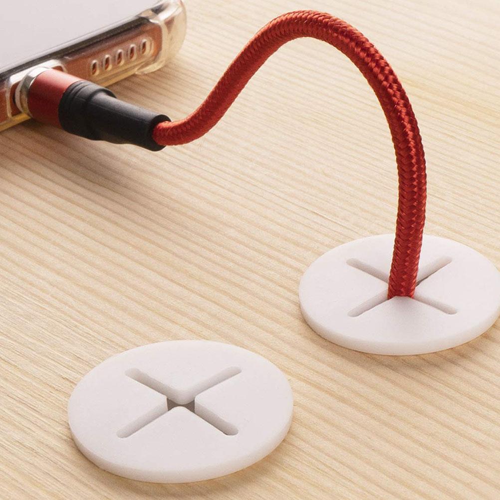 

8 Pcs Washers Silicone Cable Hole Cover Desk Cord Organizer Grommet Wire Electric White Furniture 2.9X2.9CM белый