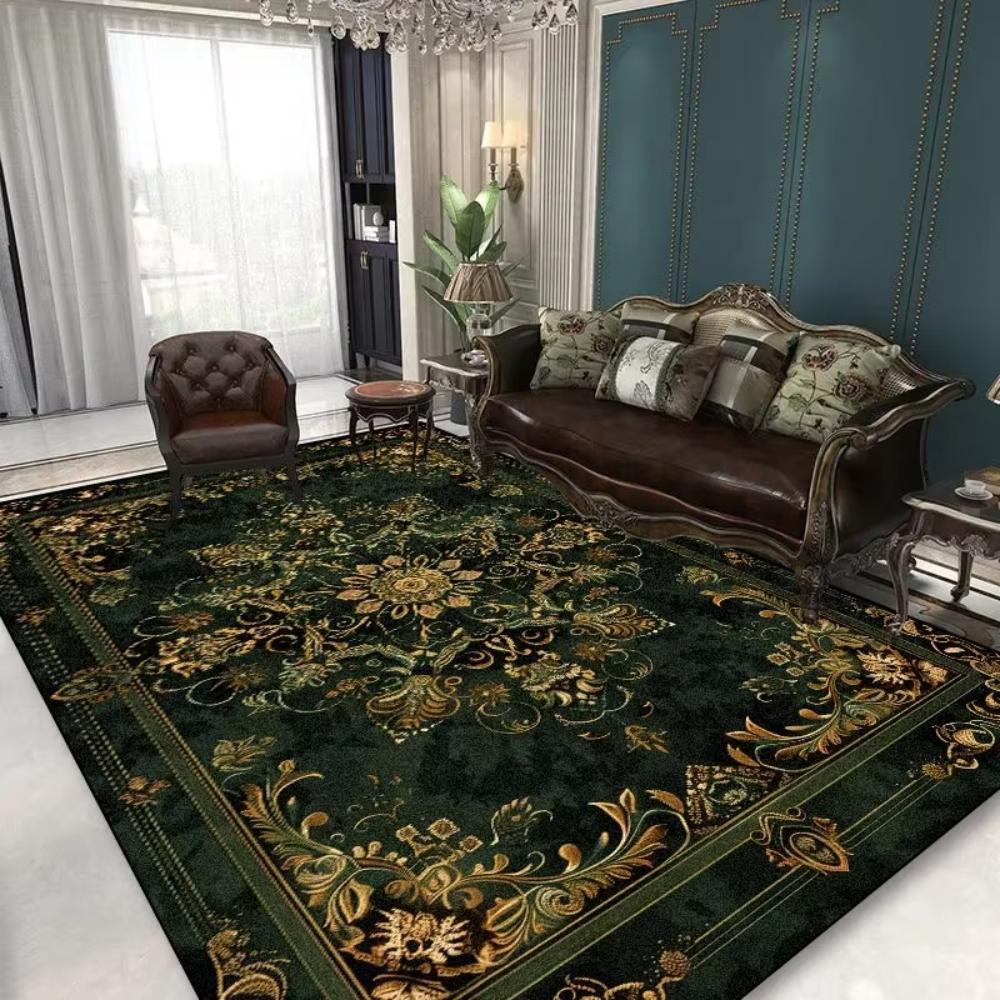 European Luxury Black Printing Rug Living Room Sofa Area Floor Mat Bedside Area Rug Balcony Kitchen Dinner Table Mat Welcome Rug