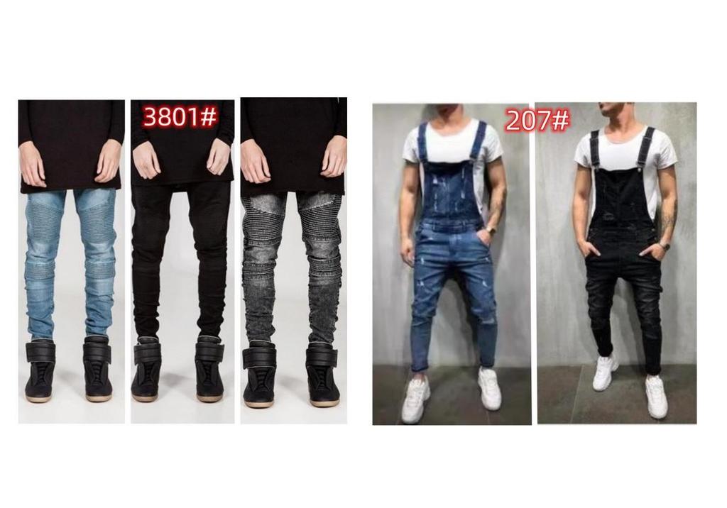 European and American Men's Ripped Badge Skinny Jeans